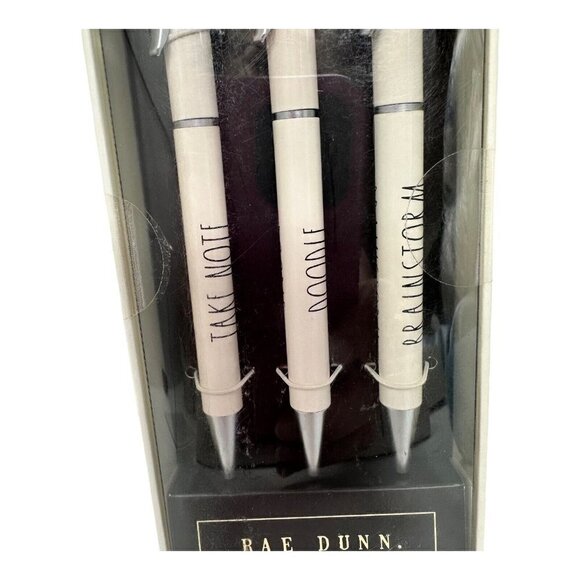 Rae Dunn 3 Ball Point Pen Set Black Ink Take Note Doodle Brainstorm Office Gift - Picture 2 of 7